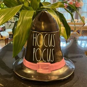 Rae Dunn "Hocus Pocus" Halloween Witch Hat Cookie Jar with Lid
